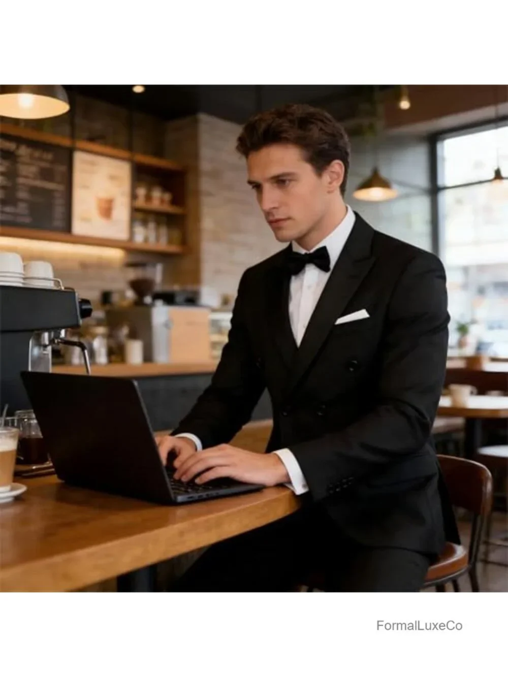 2 Piece Slim Fit Double Breasted Suit with Tuxedo Pants